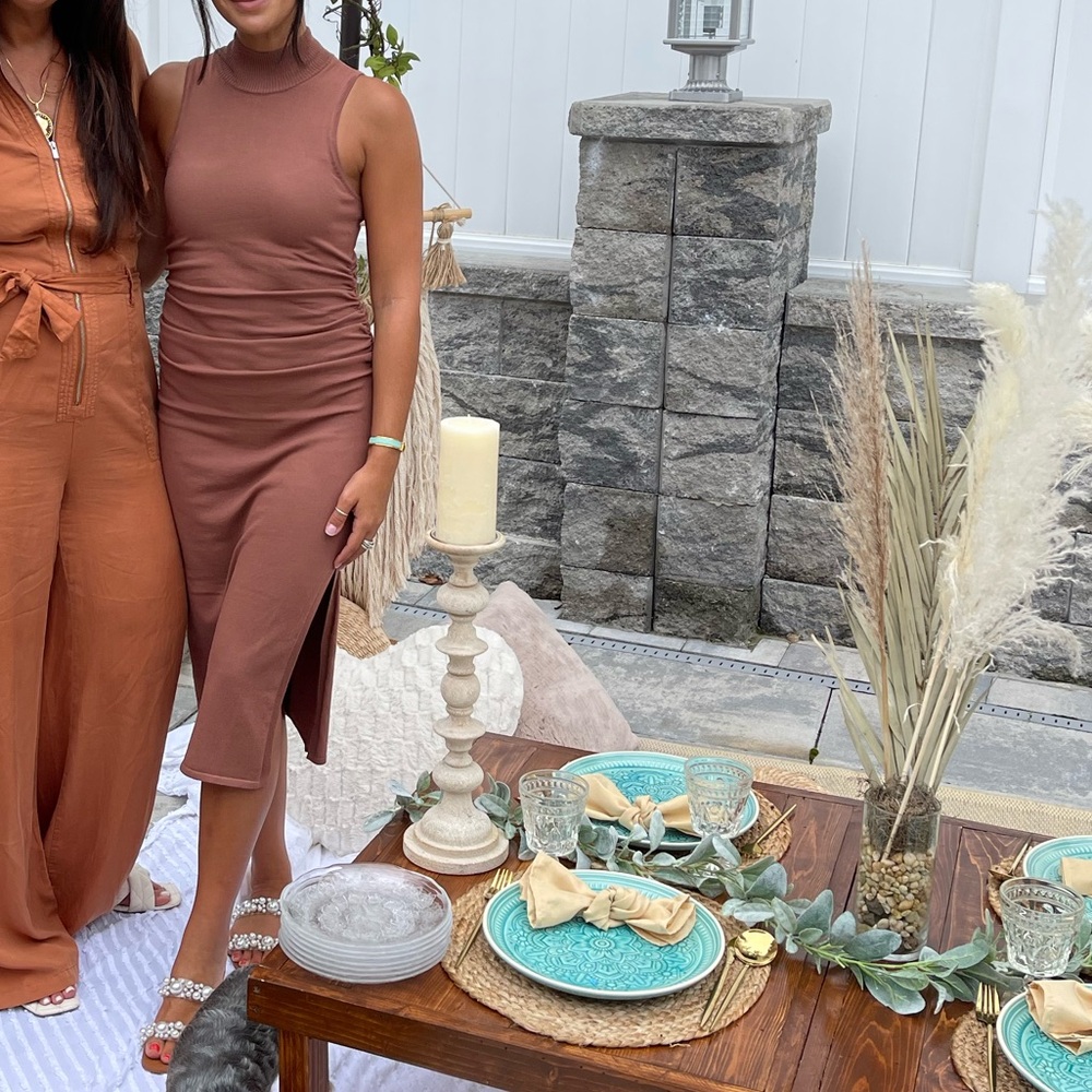LIKE NEW Brown High Neck Midi